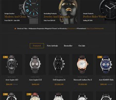 PHP黑色炫酷男士手表在线购物外贸商城网站源码 商城网站模板带数据